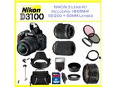 Nikon D3100 SLR Digital Camera w/ 18-55mm Lens, 55-200mm, 50mm lens & Accessory Kit