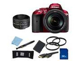 Nikon D5300 Digital SLR Camera Red With 18-140mm Lens & 50mm 1.8D Kit 1