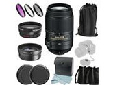 Nikon AF-S NIKKOR 55-300mm f/4.5-5.6G ED VR Zoom Lens Kit. Includes: 0.45X Wide Angle Lens, 2X Telephoto Lens, 3 Piece Filter Kit (UV-CPL-FLD), Lens Caps, Lens