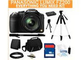 Panasonic LUMIX FZ200 Black 12.1 MP 24X Optical Zoom 25mm Wide Angle Digital Camera HDTV Output, Everything You Need Kit, DMC-FZ200K