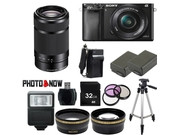 Sony Alpha A6000 Mirrorless Digital Camera with 16-50mm Lens (Black) With Sony SEL55210 55-210mm Lens (Black) Professional Bundle