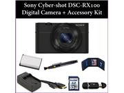 Sony Cyber-shot DSC-RX100 Digital Camera + Accessory Kit. Includes:32GB Memory Card, Memory Card Reader, Battery, Charger, Lens Pen & More DSCRX100/B