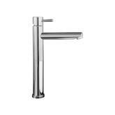 Serin Single Hole 1-Handle Mid-Arc Bathroom Vessel Faucet with Grid Drain in Chrome