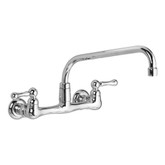 Heritage 8 Inch Wall Mount 2-Handle Low-Arc Bathroom Faucet in Chrome