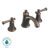 Portsmouth 8 Inch 2-Handle Mid-Arc Bathroom Faucet in Oil Rubbed Bronze with Speed Connect Drain and Lever Handles