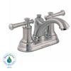 Portsmouth Single Hole 2-Handle Mid-Arc Bathroom Faucet in Satin Nickel with Lever Handles and Speed Connect Drain