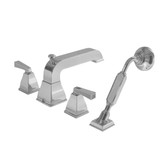 Town Square 2-Handle Deck-Mount Roman Tub Faucet with Hand Shower in Satin Nickel