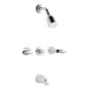 Coralais Three-Handle Bath And Shower Faucet Trim, Valve Not Included in Polished Chrome