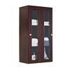 24 Inch W x 48 Inch H Solid Cherry Wood Reversible Door Wall Linen Cabinet in Coffee Finish