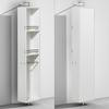 Amare Linen Tower & 360 Degree Rotating Floor Cabinet with Full-Length Mirror in Glossy White