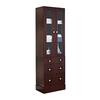 24 In. W X 82 In. H Transitional Cherry Wood-Veneer Linen Tower In Coffee - Chrome