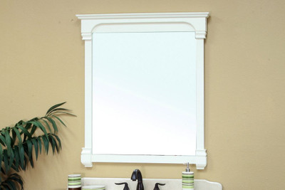 Sauceda 42 In. L X 42 In. W Solid Wood Frame Wall Mirror in Cream White