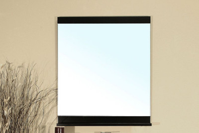 Clogher 37 In. L X 28 In. W Solid Wood Frame Wall Mirror in Black