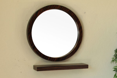Indianola 22 In L X 22 In. W Solid Wood Frame Round Wall Mirror In Ebony/Zebra