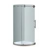 40 Inch x 40 Inch Frameless Round Shower Enclosure in Chrome with Base, Right Opening