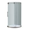 40 Inch x 40 Inch Frameless Round Shower Enclosure in Stainless Steel with Base, Left Opening