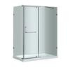 60 In. x 35 In. Semi-Frameless Shower Enclosure in Stainless Steel with Right Shower Base