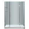 60 In. x 77.5 In. Frameless Hinge Shower Door with Glass Shelves with Right Base