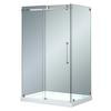 48 In. x 35 In. x 77.5 In. Completely Frameless Sliding Shower Door Enclosure in Stainless Steel with Base, Left Drain