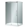 48 In. x 35 In. x 77.5 In. Completely Frameless Sliding Shower Door Enclosure in Chrome with Base, Left Drain