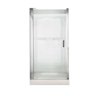 Euro 36 Inch W x 65.5 Inch H Frameless Continueous Hinge Pivot Shower Door in Silver Finish with Clear Glass