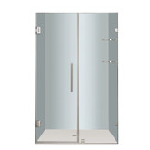 Nautis GS 44 In. x 72 In. Completely Frameless Hinged Shower Door with Glass Shelves in Stainless Steel
