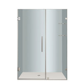 Nautis GS 46 In. x 72 In. Completely Frameless Hinged Shower Door with Glass Shelves in Stainless Steel