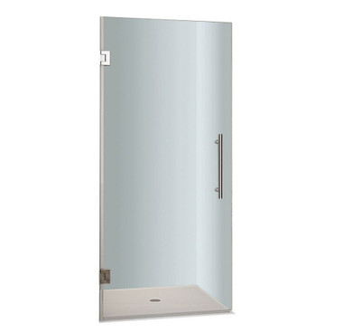 Cascadia 38 In. x 72 In. Completely Frameless Hinged Shower Door in Stainless Steel
