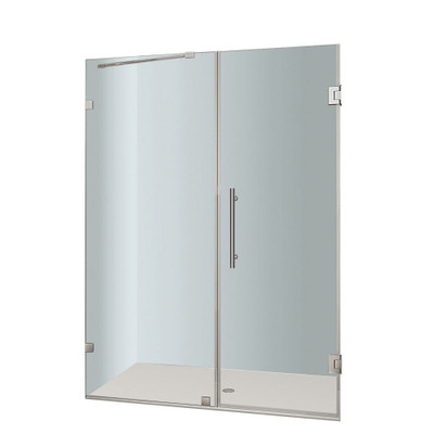 Nautis 55 In. x 72 In. Completely Frameless Hinged Shower Door in Chrome