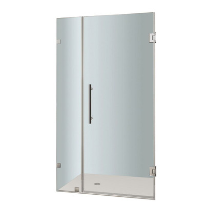 Nautis 35 In. x 72 In. Completely Frameless Hinged Shower Door in Stainless Steel