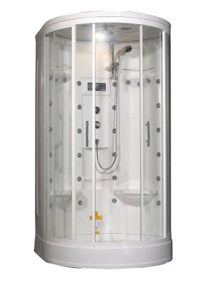 49 Inch x 45 Inch x 87 Inch Steam Shower Enclosure Kit with 30 Body Jets in White
