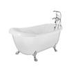 5.5 Feet Acrylic Claw Foot Slipper Tub in White with Tub-Mount Chrome Faucet