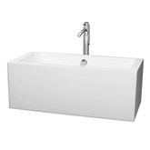 Melody 5 Ft. Center Drain Soaking Tub in White with Floor Mounted Faucet in Brushed Nickel