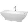 Maryam 71 In. Soaking Bathtub in White, Polished Chrome Trim, Polished Chrome Floor Mounted Faucet