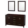 Sheffield 59 In. Double Vanity Cabinet with 24 In. Mirrors in Espresso