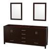 Sheffield 80 In. Double Vanity Cabinet with 24 In. Mirrors in Espresso