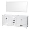 Sheffield 80 In. Double Vanity Cabinet with 70 In. Mirror in White