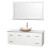 Centra 60 In. Single Vanity in White with White Carrera Top with Ivory Sink and 58 In. Mirror