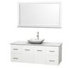 Centra 60 In. Single Vanity in White with White Carrera Top with White Carrera Sink and 58 In. Mirror