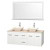 Centra 60 In. Double Vanity in White with Ivory Marble Top with Bone Porcelain Sinks and 58 In. Mirror