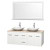 Centra 60 In. Double Vanity in White with Ivory Marble Top with White Carrera Sinks and 58 In. Mirror