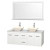 Centra 60 In. Double Vanity in White with Solid SurfaceTop with Bone Porcelain Sinks and 58 In. Mirror