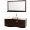 Centra 60 In. Single Vanity in Espresso with White Carrera Top with Bone Porcelain Sink and 58 In. Mirror