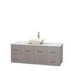 Centra 60 In. Single Vanity in Gray Oak with White Carrera Top with Bone Porcelain Sink and No Mirror