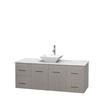 Centra 60 In. Single Vanity in Gray Oak with White Carrera Top with White Porcelain Sink and No Mirror