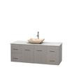 Centra 60 In. Single Vanity in Gray Oak with White Carrera Top with Ivory Sink and No Mirror