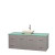 Centra 60 In. Single Vanity in Gray Oak with Green Glass Top with Bone Porcelain Sink and No Mirror
