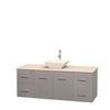 Centra 60 In. Single Vanity in Gray Oak with Ivory Marble Top with Bone Porcelain Sink and No Mirror
