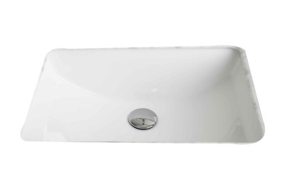 21 In. W X 15 In. D Rectangle Undermount Sink In White Color With Enamel Glaze Finish - Chrome