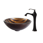 Bastet Glass Vessel Sink and Ventus Faucet Oil Rubbed Bronze